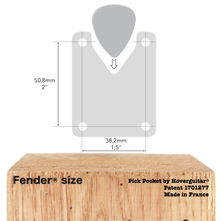 Pick Pocket - Silver edition - Patented Guitar Pick holder - Fender compatible