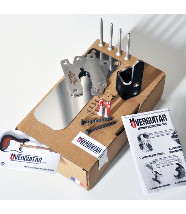 Support mural pour guitare - Effet lévitation - Compatible Fender ® et autres marques, Édition Argent