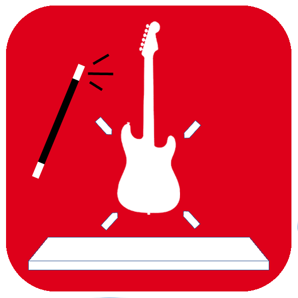 Logo with guitar and levitation effect