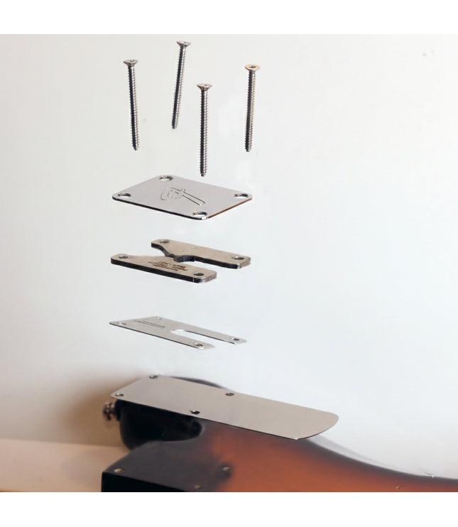 Support mural pour guitare - Effet lévitation - Compatible Fender ® et autres marques, Édition Argent