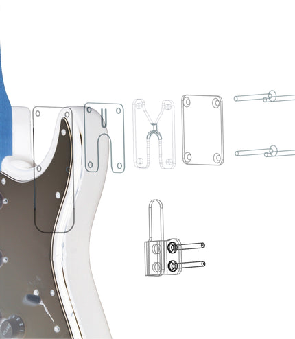 Support mural pour guitare - Effet lévitation - Compatible Fender ® et autres marques, Édition Argent