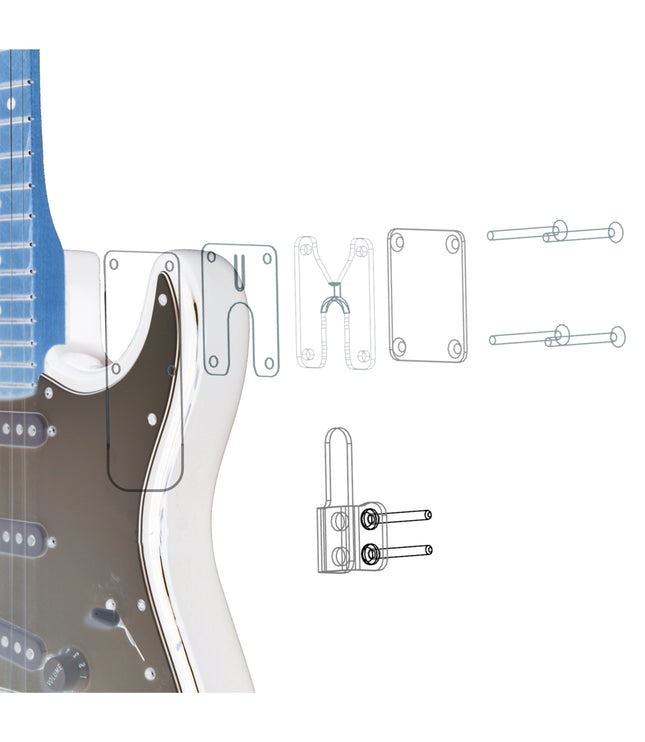 Support mural pour guitare - Effet lévitation - Compatible Fender ® et autres marques, Édition Argent