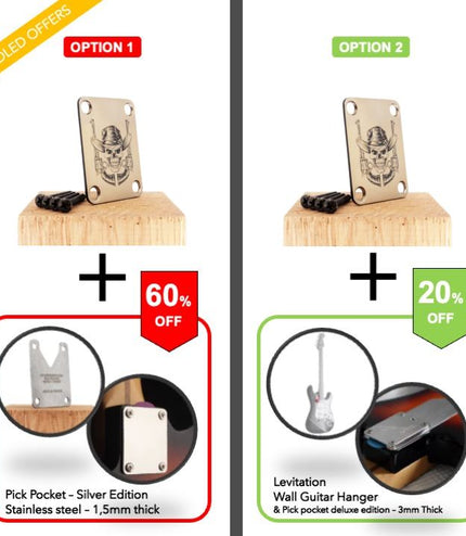 Neck Plate de guitare - Crâne de cow-boy - Taille Fender