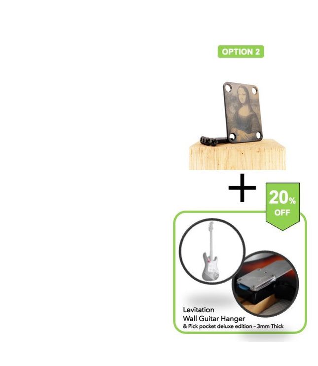 Guitar neck plate - Mona Lisa makes rock - La Joconde from Leonardo Da vinci - Fender size