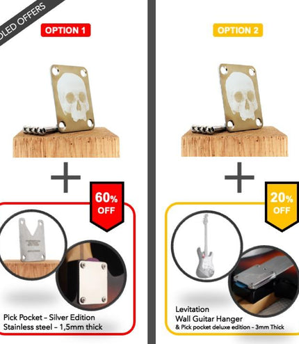 Neck Plate de guitare - Tête de mort - Taille Fender