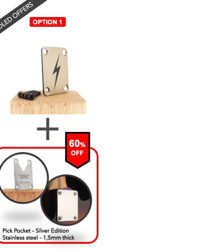 Guitar neck plate - Black Thunderbolt - Fender size