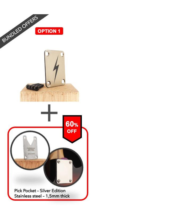 Guitar neck plate - Black Thunderbolt - Fender size