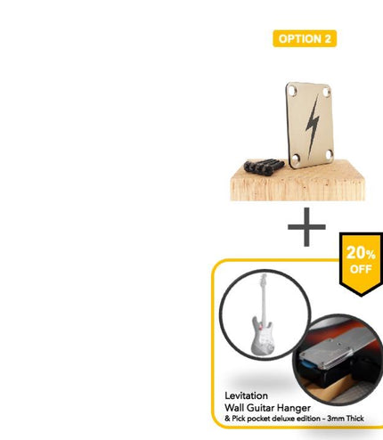 Guitar neck plate - Black Thunderbolt - Fender size