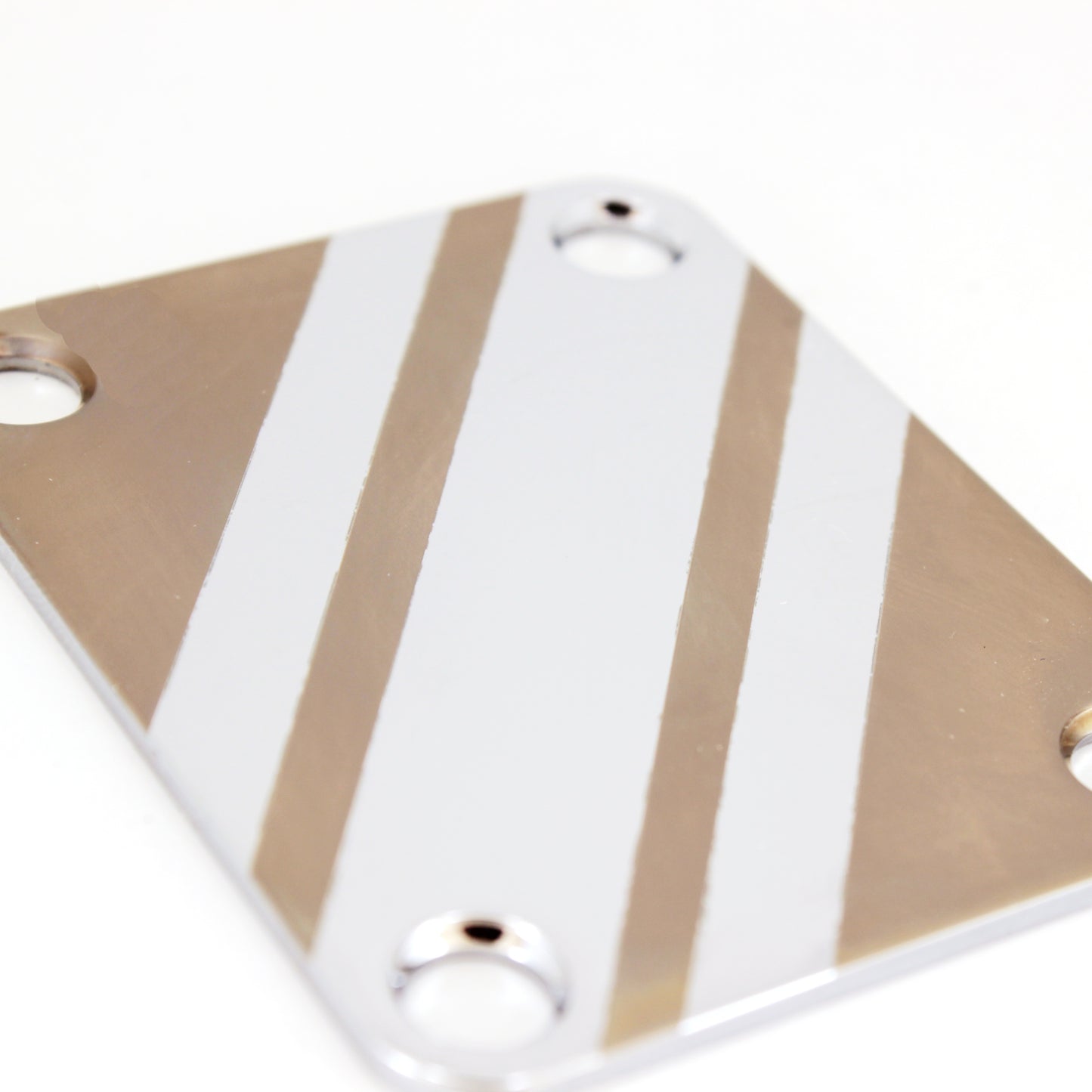 Guitar neck plate - Chrome competition stripes - Fender size