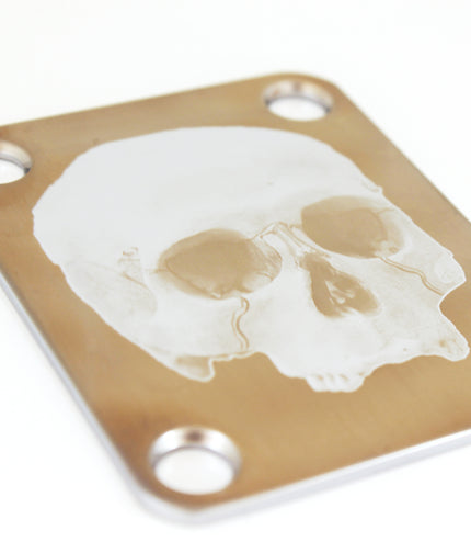 Neck Plate de guitare - Tête de mort - Taille Fender