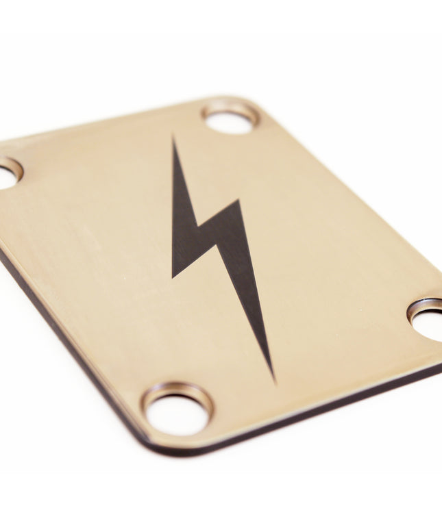 Guitar neck plate - Black Thunderbolt - Fender size