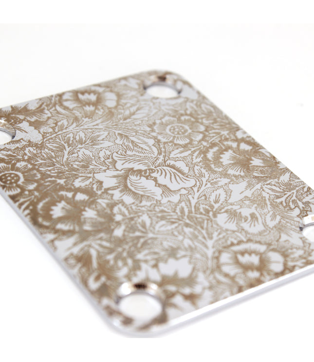 Guitar neck plate - Jungle Flowers  - A Harmonious Fusion of Art and Music - Fender size