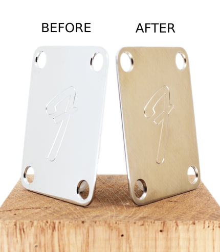 Guitar neck plate - Raw brass Fender genuine upgrade