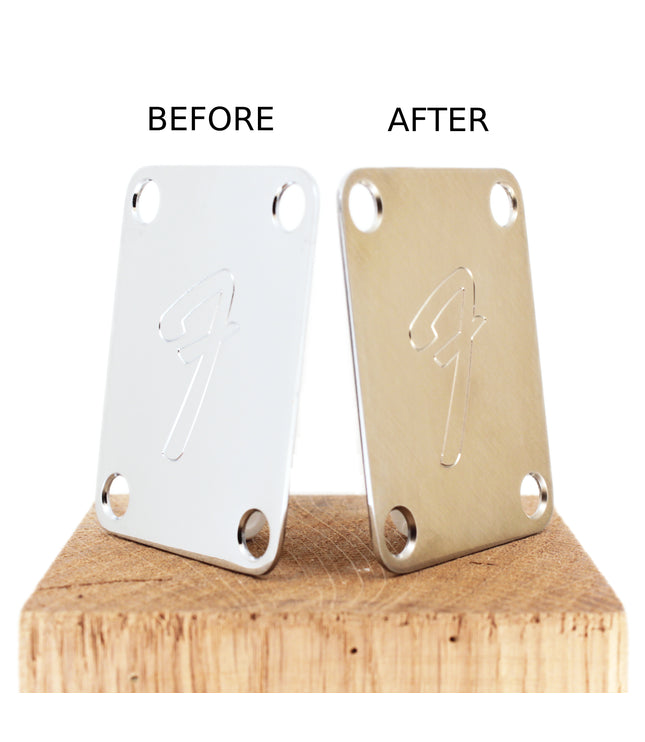 Guitar neck plate - Raw brass Fender genuine upgrade