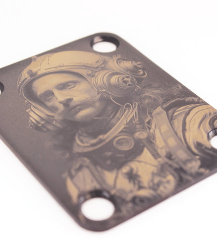 Neck Plate de guitare - Alan Mike, Astronaute des sons - Taille Fender