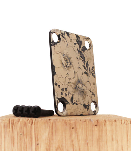 Guitar neck plate - Savage's flowers - Fender size